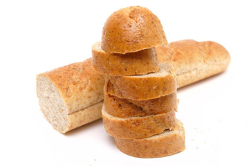 cutted long loaf with bran