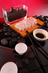 Red sashimi and sake