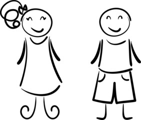 boy and girl lineart