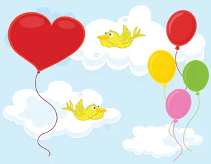 Gordijnen drijvende ballonnen © GraphicsRF