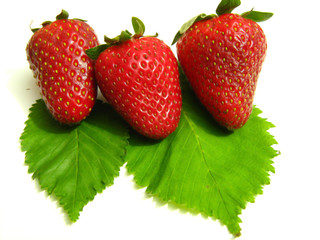 Ripe Strawberries Isolated on White Background