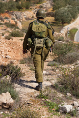 Israeli soldiers patrol in palestinian village