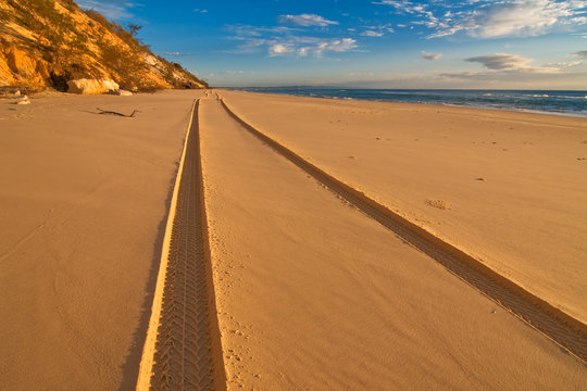 tracks on rainbow beach, australia