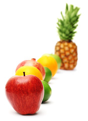 Row of bright fresh fruits