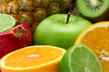 Naklejka na ściany i meble Group of fresh fruits