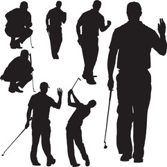 Vector Golfer Silhouettes