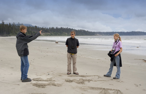 Family on Long Beach of Pacific Rim National Park