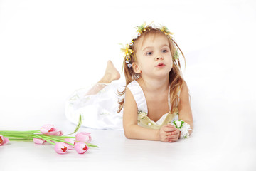 Little girl in flower dress