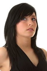 Fototapeta premium Beautiful teenager young girl in black elegant dress