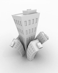 White Cartoon 3d Building growth, isolated
