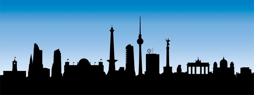 Berlin Skyline Blau/Schwarz