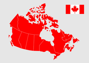 map of Canada with flag