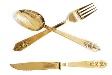 spoon and  fork with oriental ornament