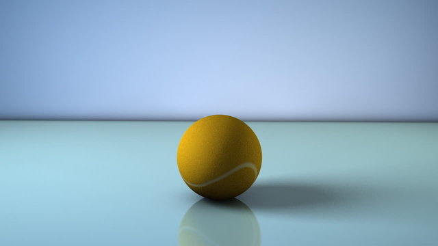 3d Tennis ball falling on to the ground and bounce