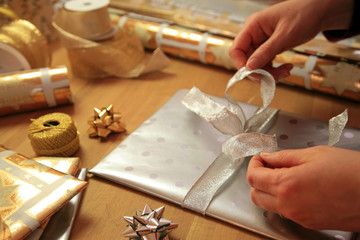 Naklejka na ściany i meble Christmas gift wrapping