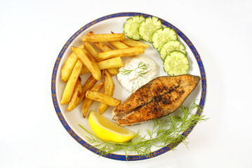 Fried salmon