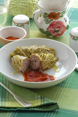 Involtini con le verze alla carne macinata e paprica