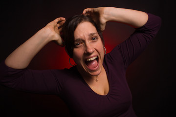 Distressed female model with PMS