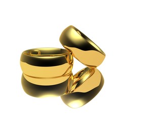 Two wedding ring on a white background