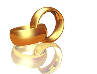 Two wedding ring on a white background