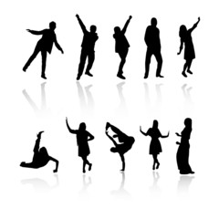 silhouette people party dance