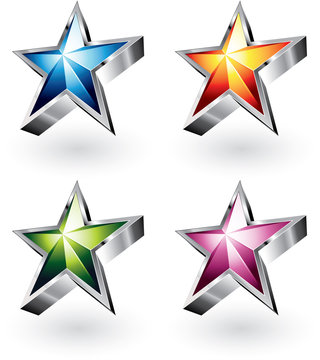Bright Vector Star in Four Colors