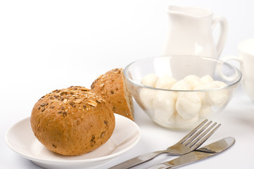 bread, milk and mozzarella