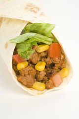 delicious fajitas beef lettuce tomato pepper corn