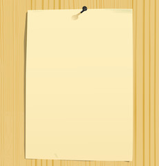 grunge paper sheet and nail on wood texture (vector, CMYK)