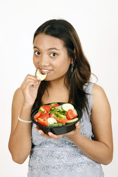 girl eating salad