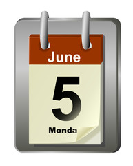 Vector illustration of calendar with bend page