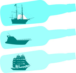 boat in bottle illustration