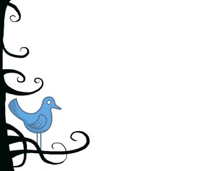 Blue bird among dark branches..