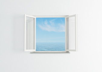 white open window on blue sky -rendering - 13997829