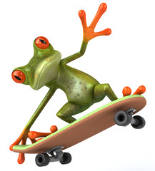 Naklejka premium Grenouille en skateboard