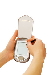 Mobile phone with blank screen isolated on white