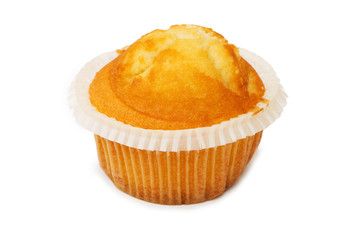 Freshly baked muffin isolated on the white