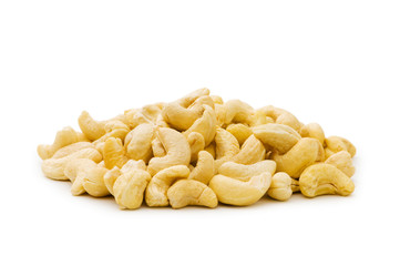 Cashew nuts isolated on the white background