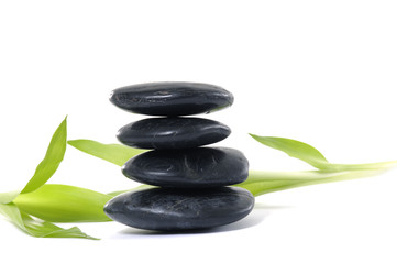 Fototapeta na wymiar Massage Stones with bamboo-spa treatment
