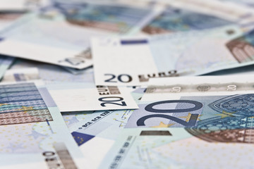 Twenty euro banknotes, can be used as a background