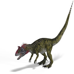 frightening dinosaur cryolophosaurus With Clipping Path over whi