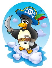 Pirate penguin on iceberg
