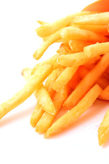 delicious french fries potatoes on white