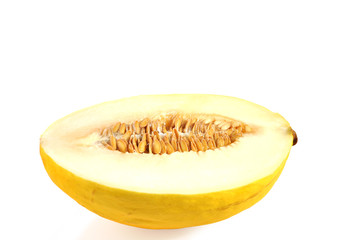 Cut melon isolated on white background with clipping path.
