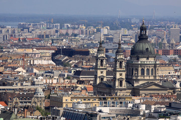 Fototapeta na wymiar Aerial view at Budapest from Gellert Hill