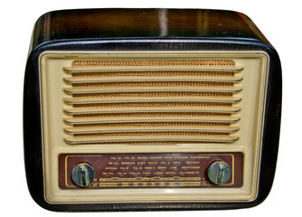 Isolated on white retro antique radio