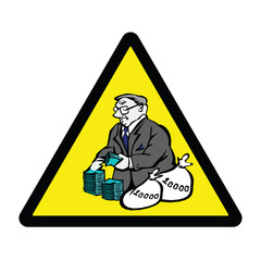Greedy Banker Hazard Warning Sign