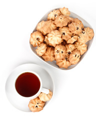 Sweet cookies and cup of tea