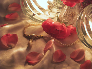 Candles, Rose Petals, and Pearls