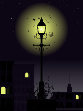 Night time streetlamp